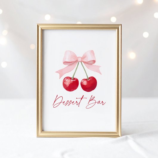Poster Panneau de la barre de dessert Cherry Baby shower