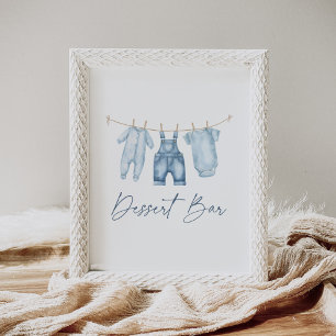 Poster Panneau de la barre de dessert du Baby shower Blue