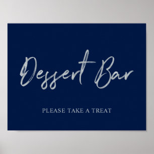 Poster Panneau de la barre de dessert Silver Navy Blue Mo