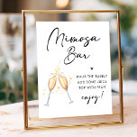 Poster Panneau de la barre de Fête des mariées de script<br><div class="desc">Élevez votre brunch nuptial avec la Fête des mariées moderne Script Mimosa Bar Sign. Ce panneau minimaliste, orné d'un script noir, apporte une touche d'élégance à votre décor de brunch nuptial. Qu'il s'agisse d'une douche nuptiale ou d'un brunch nuptial, ce panneau est l'ajout parfait à votre bar mimosa, donnant le...</div>
