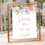 Poster Panneau de la barre de Fêtes des mariées moderne<br><div class="desc">Ce bar à Fêtes des mariées moderne Sign présente un design chic rose vif et d'élégants fleurs sauvages d'aquarelle, parfaits pour une fête de printemps ou d'été. L'aménagement élégant et moderne, accentué par des éléments floraux délicats, ajoute une touche de sophistication à votre espace bar, créant ainsi un joli point...</div>
