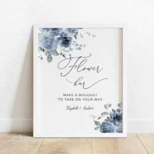 Poster Panneau de la barre de fleurs bleue Dusty Fête des