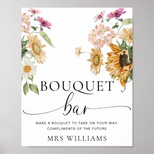 Poster Panneau de la barre de fleurs de fleurs de tournes (Devant)