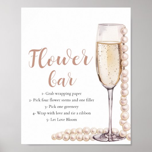 Poster Panneau de la barre de fleurs Gold Pearl & Prosecc (Devant)