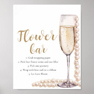 Poster Panneau de la barre de fleurs Gold Pearl & Prosecc