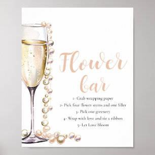Poster Panneau de la barre de fleurs Gold Pearl & Prosecc