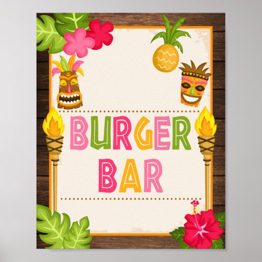 Poster Panneau de la barre de hamburger Luau (Devant)