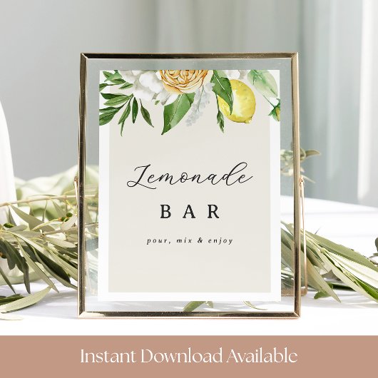 Poster Panneau de la barre de Lemonade - Décor imprimable