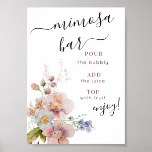 Poster Panneau de la barre de mimosa florale Aquarelle
