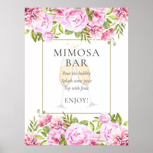 Poster Panneau de la barre de mimosa rose Roses (Devant)