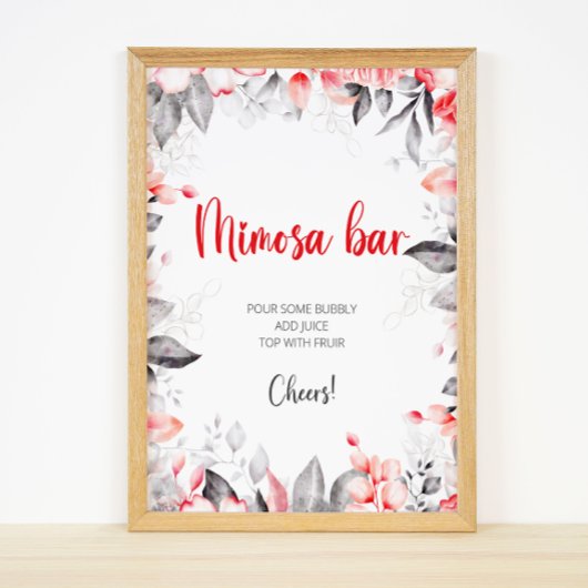 Poster Panneau de la barre de Mimosa rouge et gris