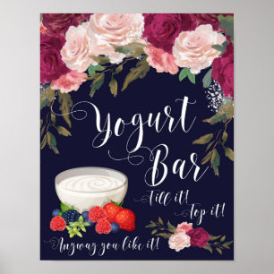 Poster panneau de la barre de yaourt mariage marine rose 