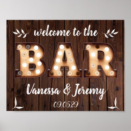 Poster Panneau de la barre des ampoules vintages (Devant)