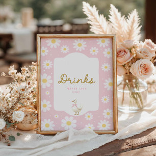 Poster Panneau de la barre des boissons rose Silly Goose 