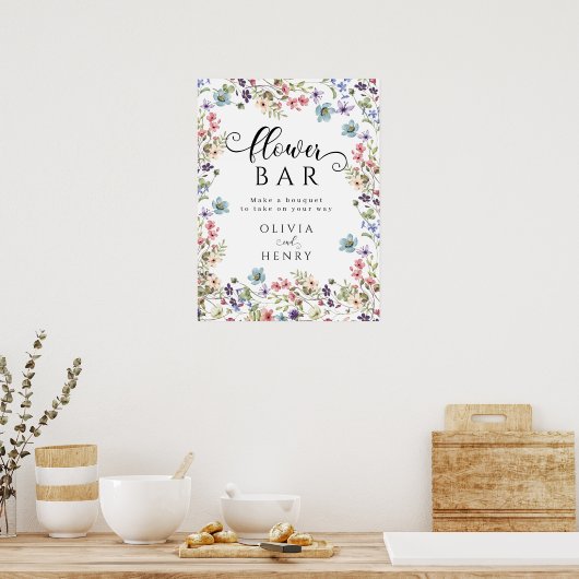 Poster Panneau de la barre des fleurs de printemps rustiq (Cuisine)