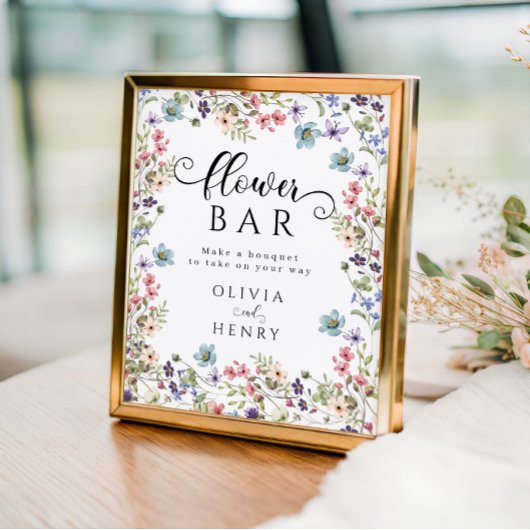 Poster Panneau de la barre des fleurs de printemps rustiq