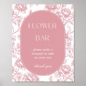 Poster Panneau de la barre des fleurs rose blanc (Devant)