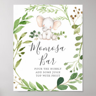 Poster Panneau de la barre Eléphant Baby shower Mimosa