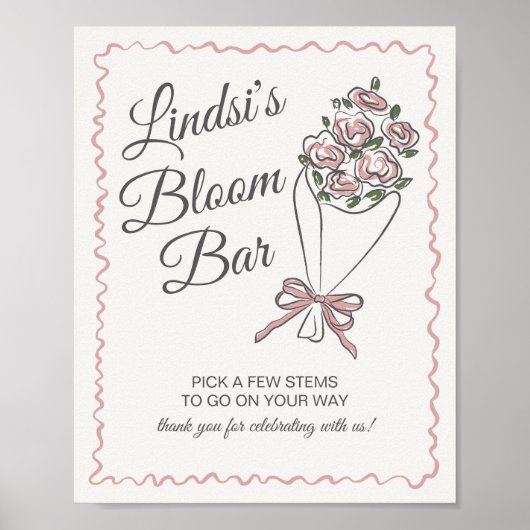 Poster Panneau de la barre Fleur Rose Fleur Fraîche (Devant)