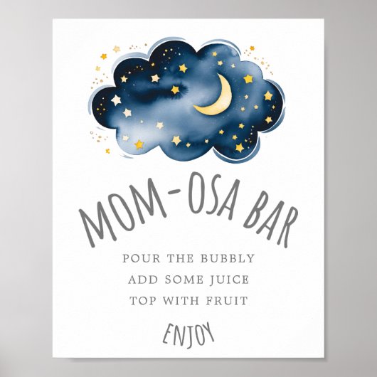 Poster Panneau de la barre Maman-osa Baby shower Lune et  (Devant)
