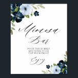 Poster panneau de la barre marine bleu fleuri<br><div class="desc">Un design floral avec une belle aquarelle marine et des fleurs bleu clair. Le texte et les couleurs de cette affiche peuvent être modifiés.</div>