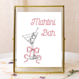 Poster Panneau de la barre Martini Bois Rose Aquarelle Ma