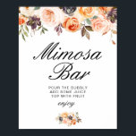 Poster panneau de la barre mimosa<br><div class="desc">Un design floral avec de belles fleurs blush dorées et bordeaux. Le texte et les couleurs de cette affiche peuvent être modifiés.</div>