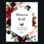 Poster panneau de la barre mimosa<br><div class="desc">Un design floral avec de belles fleurs bordeaux et bleu marine. Le texte et les couleurs de cette affiche peuvent être modifiés.</div>