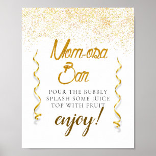 Poster Panneau de la barre Mimosa Baby shower élégante