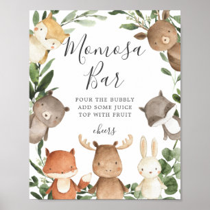 Poster Panneau de la barre Mimosa du Baby shower Woodland