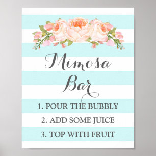Poster Panneau de la barre Mimosa Fleurs Bleues Fleurs Gr