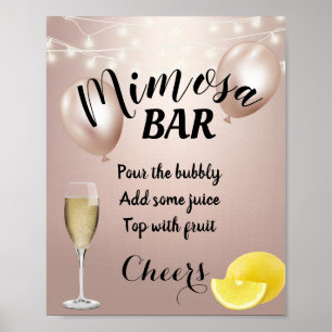 Poster Panneau de la barre Mimosa Gold Rose moderne