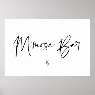 Poster Panneau de la barre Mimosa Mariage noir et blanc