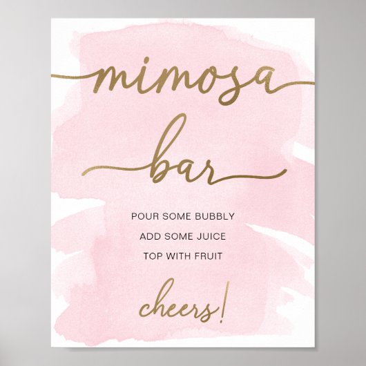 Poster Panneau de la barre Mimosa or rose Aquarelle (Devant)