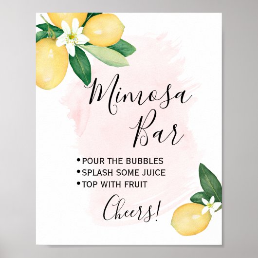 Poster Panneau de la barre Mimosa Wedding shower mariée C (Devant)