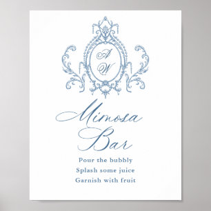 Poster Panneau de la barre Mosaïque Bleue Bleue Victorien