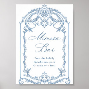 Poster Panneau de la barre Mosaïque Bleue Bleue Victorien