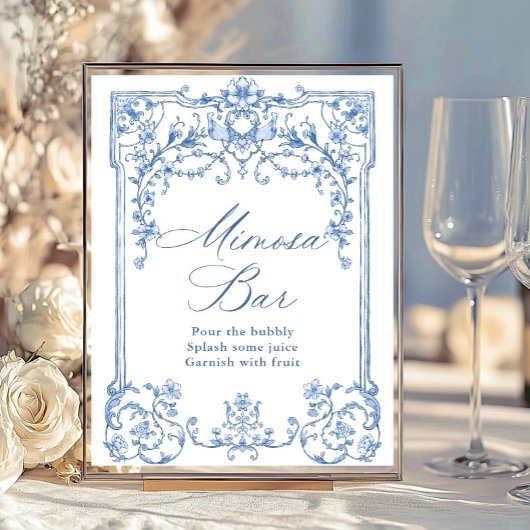 Poster Panneau de la barre Mosaïque Bleue Bleue Victorien