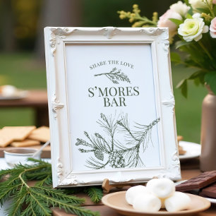 Poster Panneau de la barre S'mores du Mariage de pin rust