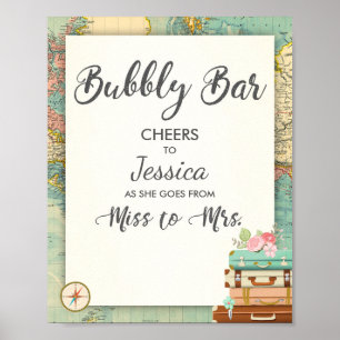 Poster Panneau de la barre Voyage douche nuptiale Mlle à