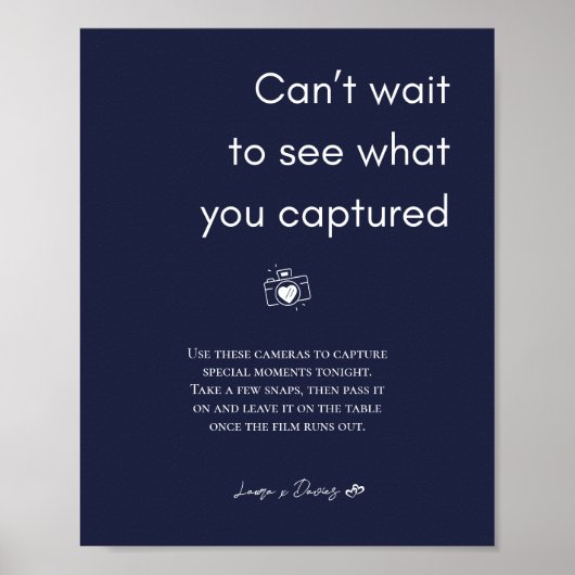 Poster Panneau de la caméra jetable Mariage bleu marine (Devant)