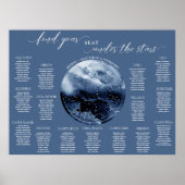 Poster Panneau de la carte d'assise bleu et blanc (Devant)