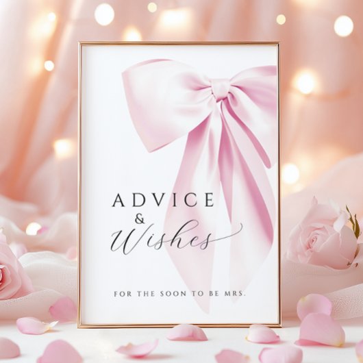 Poster Panneau de la Fête des mariées Bow rose Conseils e