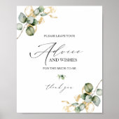 Poster Panneau de la Fête des mariées Gold Greenery (Devant)