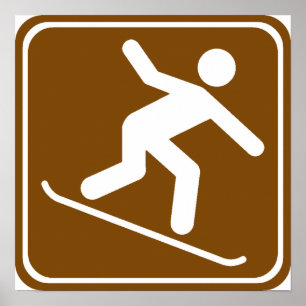 Poster Panneau de la route de snowboard