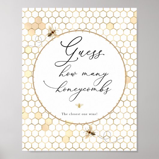 Poster Panneau de la ruche d'abeille dorée pour deviner c (Devant)