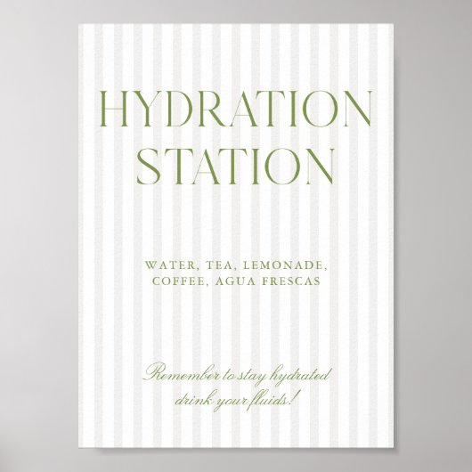 Poster Panneau de la station d'hydratation à rayures vert (Devant)