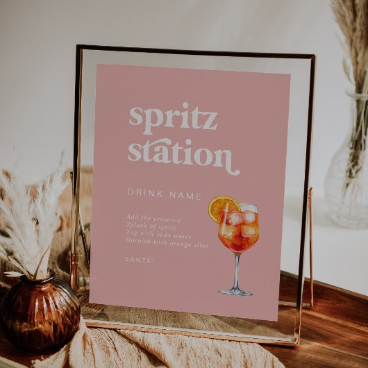 Poster Panneau de la station Mariage Spritz - Été rose