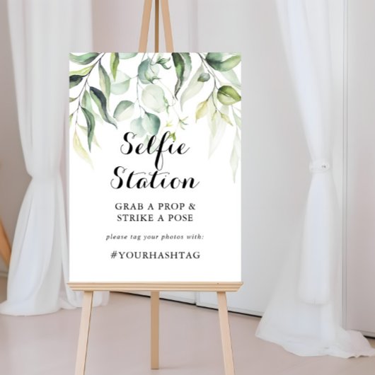 Poster Panneau de la station Selfie Eucalyptus Aquarelle
