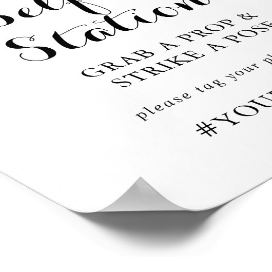 Poster Panneau de la station Selfie Flore Vert Simple (Coin)